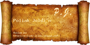 Poliak Jolán névjegykártya